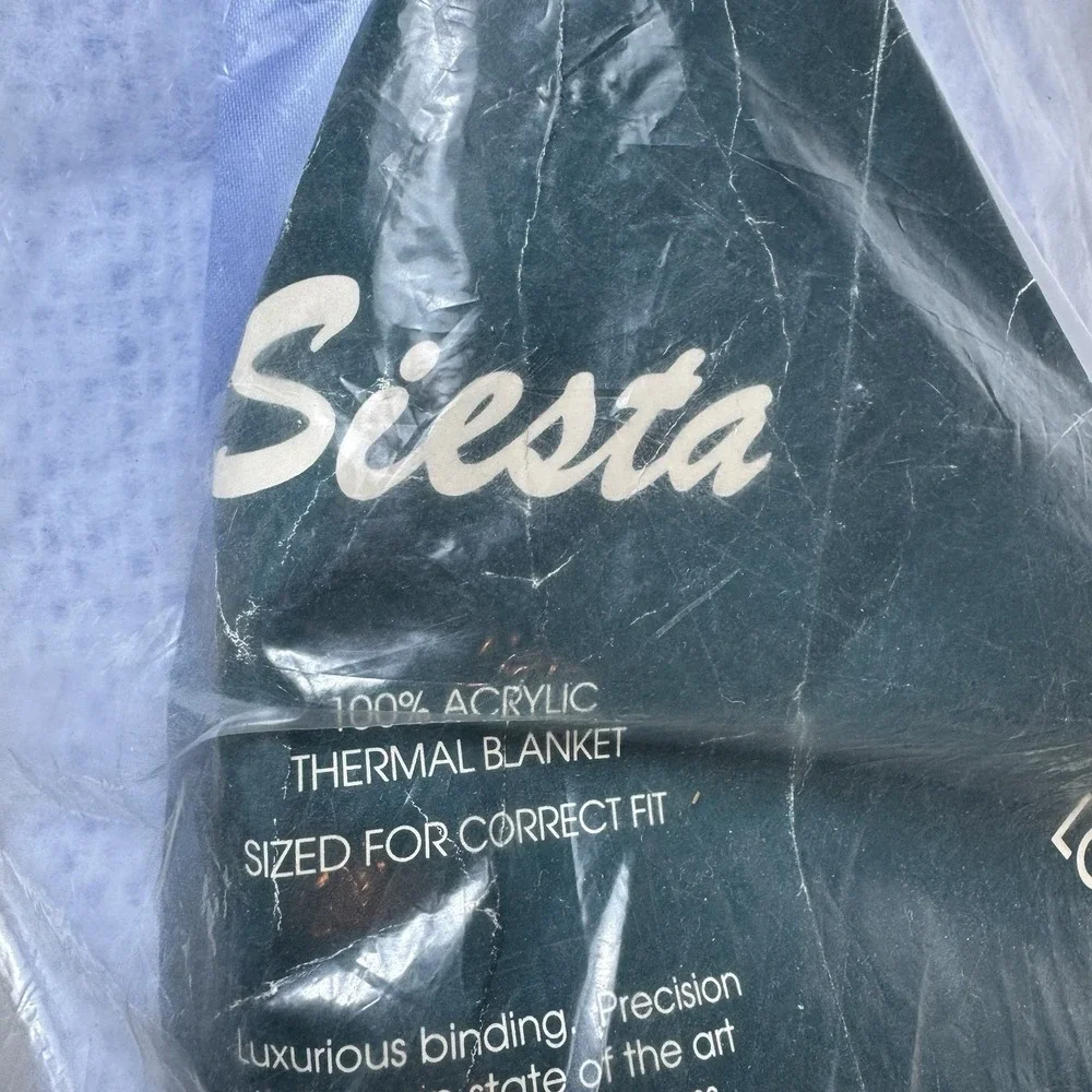 Cannon Siesta Blue Loom Woven Thermal Blanket Satin Trim 72X90 Twin/Full Knit